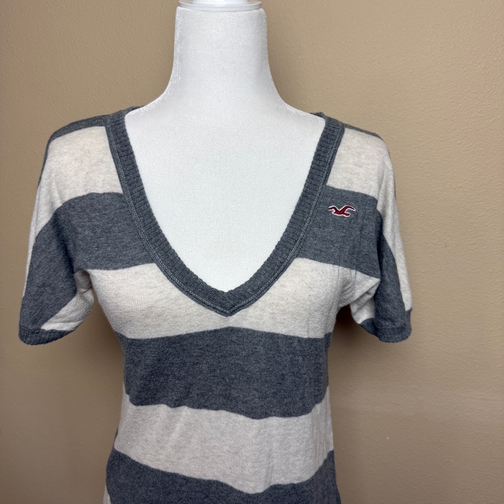 Vintage Hollister Stripped V Neck Shirt- Small - Picture 2 of 10